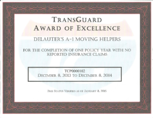 moving services award - Transguard award of excellence